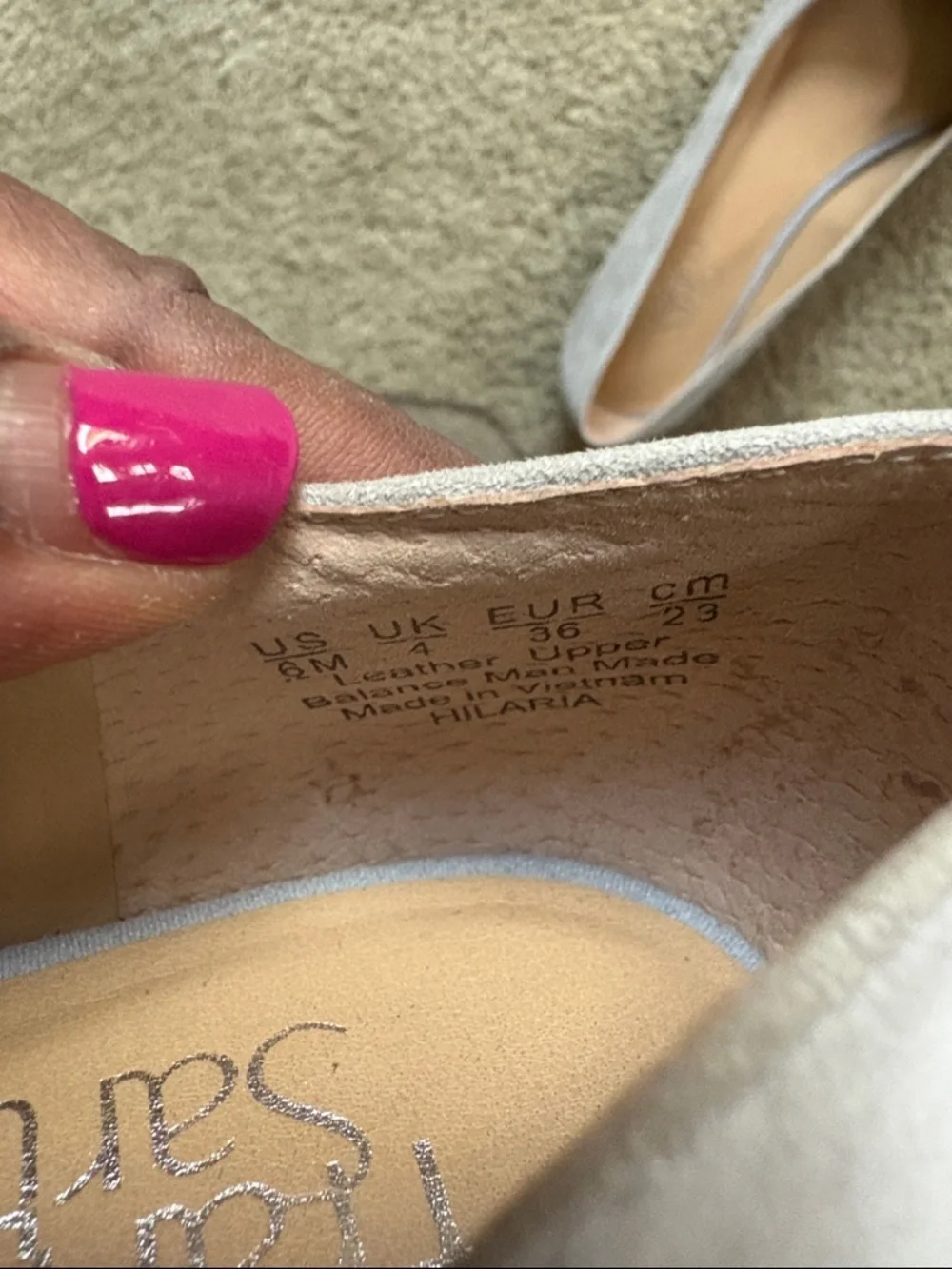 Franco Sarto Light Gray Suede Pointed Toe Flats-Size 6